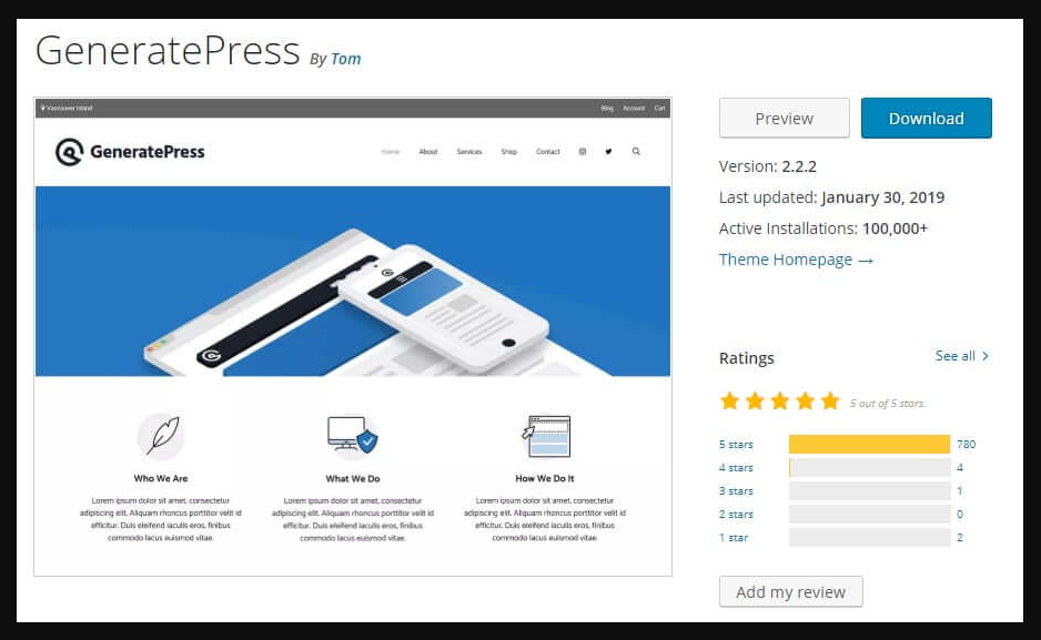 generatepress WordPress theme